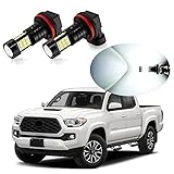 MEALAM 6000K Xenon White H11 H8 LED Fog Lights Bulb 2400 Lumens Per Pair Halogen Lamps Replacement Compatible with 2012 2013 2014 2015 2016 2017 2018 2019 2020 2021 Toyota Tacoma, Pack of 2