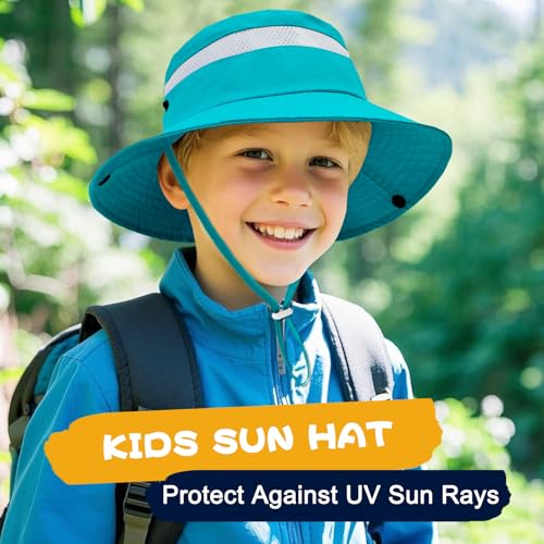Image of Outdoor Kids Sun Hat for Boys Girls Wide Brim Mesh Bucket Hat UPF 50+ Sun Protection Breathable Summer Fishing Safari Hat