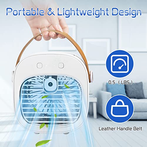 Personal Portable Air Conditioner, 6000Mah Mini Air Cooler Conditioner,Usb Rechargeable Air Conditioner,3 Speed Quiet Fan For Bedroom,Room,Office,Car,Travel & Indoor & Outdoor #TOP6