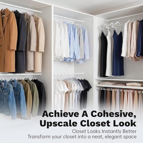 Image of 12 Pack Plastic Clothes Hangers, Non-Slip Slim Coat Hangers with 360 Swivel Hook, Space-Saving Heavy Duty Hangers for Shirts, Pants, Suits(White)