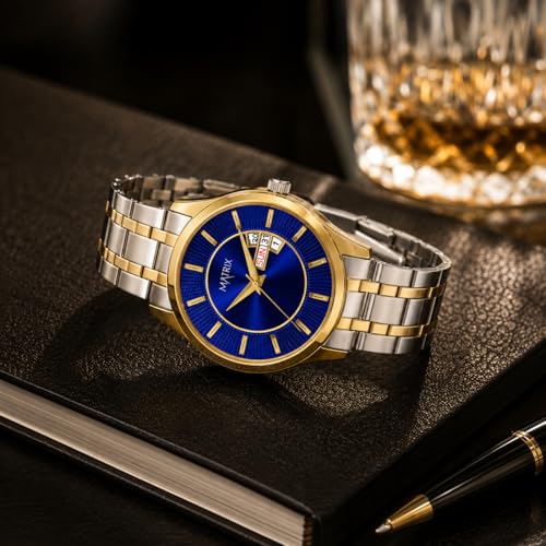 Image of Matrix Luxury Style Men's Analog Watch | Two Tone Chain Strap Watch with Day Date Feature | for Men & Boys