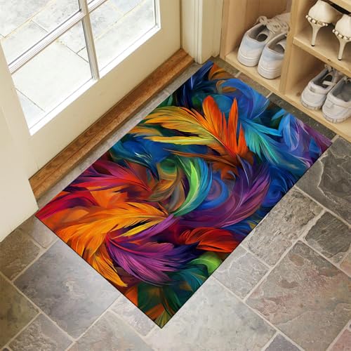 Tapis de sol antidérapant et absorbant style abstrait multicolore