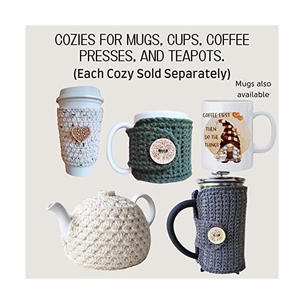 Coffee Mug Cozy Sleeve With Carved Button (Teal) • 2023 Coffee Home Decor