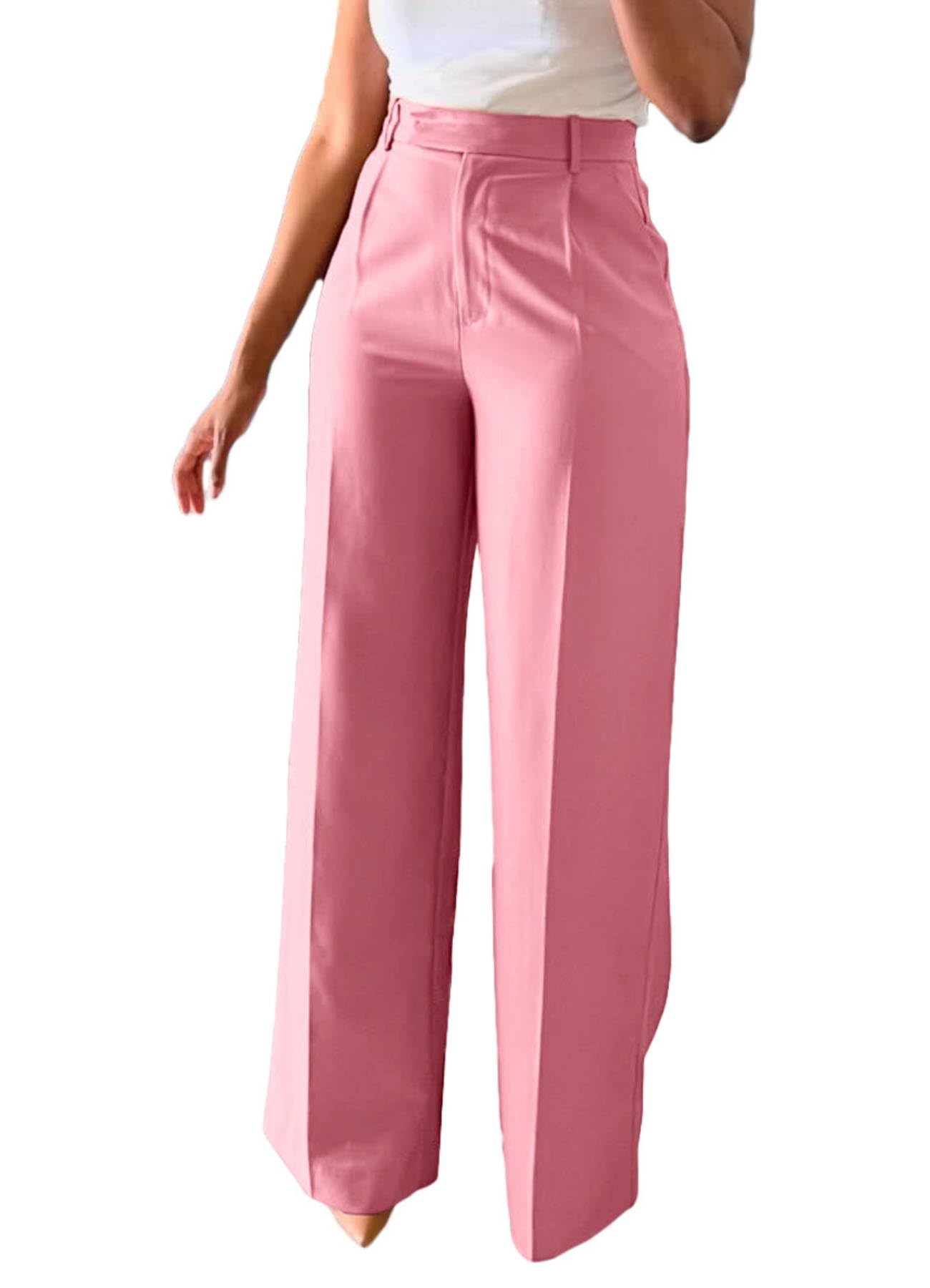 Women High Waist Wide Leg Dress Pants Straight Leg Business Work Slacks Casual Button Down Office Trousers with