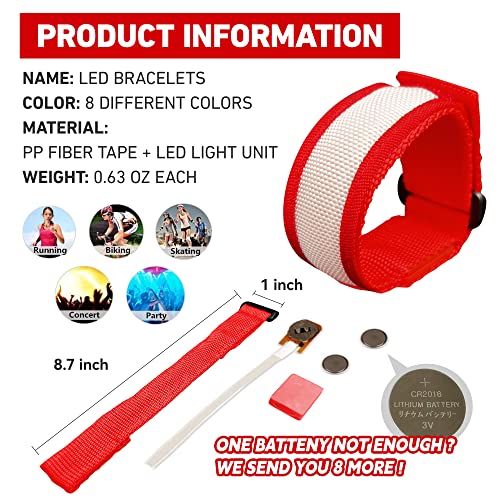 8 PCS LED Glow Bracelets, Light Up Bracelets for Kids Adults - Halloween Glow in The Dark Party Bracelets Favors Supplies for Christmas, Concerts, Festivals, Game Prizes, Sports, Rave Accessories.2