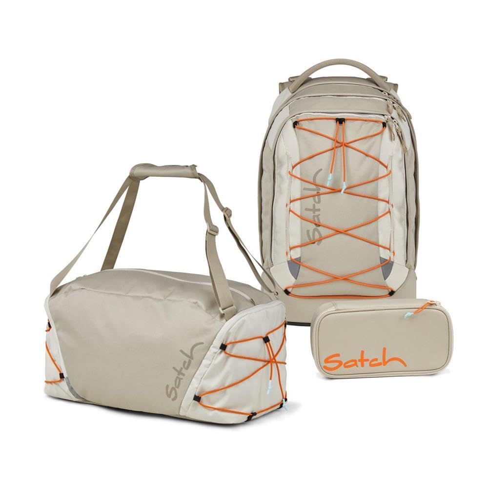 Satch Pack Sneaker Special Style Schulrucksack Set 3tlg. inkl. Schlamper mit Geodreieck (Crossed Sand Sneaker)