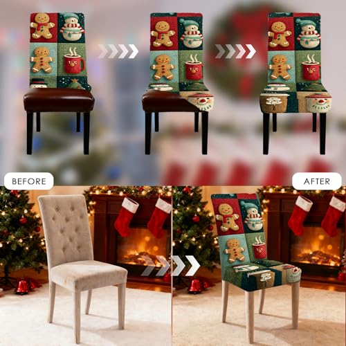 Image of Nuxovilar 6 Pack Snowman Stretch Chair Slipcovers