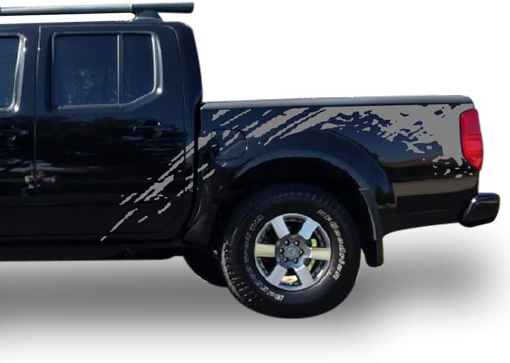 Decal Sticker Vinyl Bed Splash Mud Kit Compatible with Nissan Frontier Navara 2004-Present (Black)