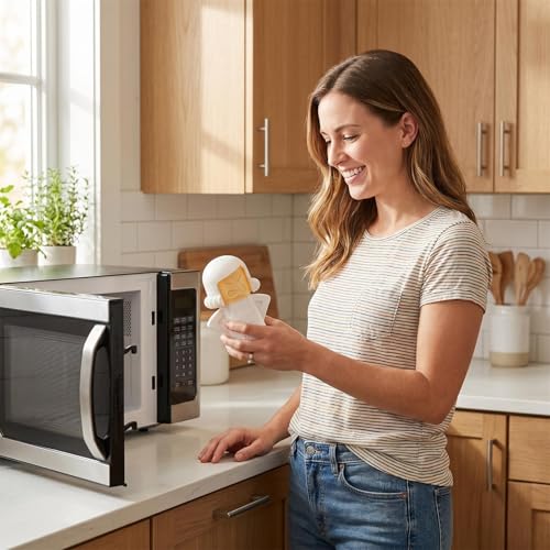 Image of Angry Mama Microwave Oven Steam Cleaner, Angry Mom Microwave Cleaner, Just Add Vinegar and Water, Cut Cleaning Time by Half (White)