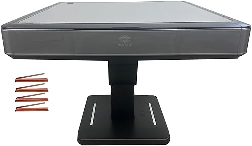 Mesa Mahjong automática plegable ultrafina gris de 1.575 pulgadas (1.575 in), azulejos numerados estilo plegable + 4 estantes + cubierta dura de mesa