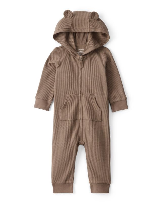 Baby Boy Bear Full Sleeve Jumpsuit | Brown Soft Cozy One-Piece Romper-image-8