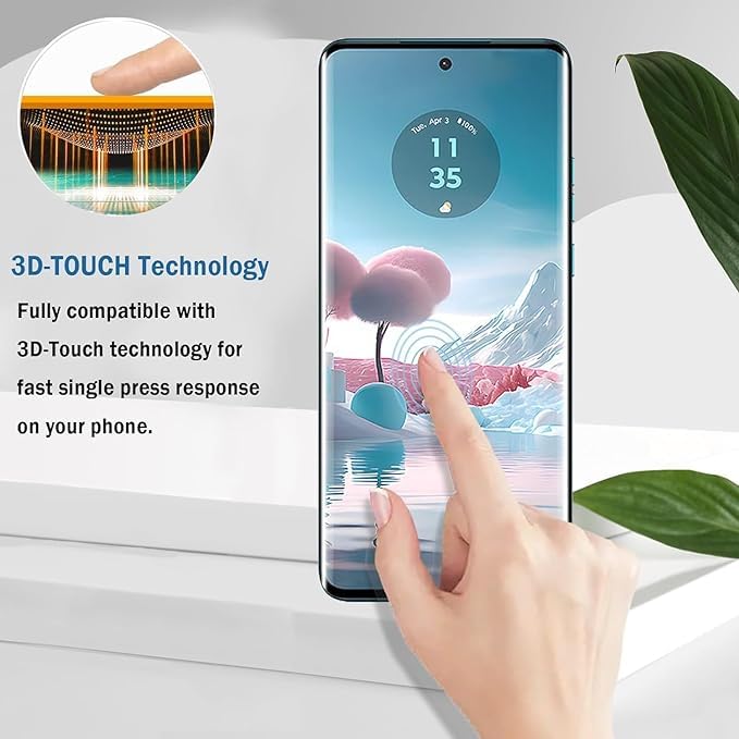Image of Curved Screen Protector Design for Motorola Edge 50 Fusion (5G) Advanced Border Less Full Edge to Edge 3D Curved UV Tempered Glass and Easy Installation Kit