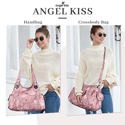 Image of Angel Kiss Purses and Handbags for Women Washed Vegan Leather Crossbody Hobo Satchel Shoulder Tote Purse