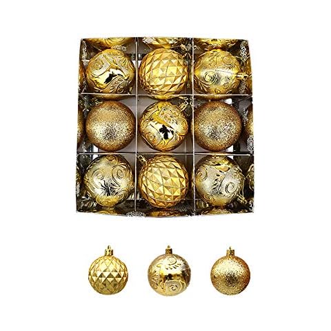 TinaDeer 9PCS 8cm Weihnachtskugeln Kunststoff Christbaumkugeln Weihnachten Anhänger Kugeln Dekoration Kugelweihnachtskugeln Weihnachtsbaumkugeln für Weihnachtsbaum Party Home Hochzeit Cover