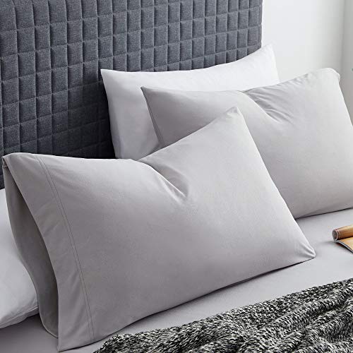 Image of Sweet Home Collection Jersey Knit Microfiber Bed Sheet Set - Premium Soft & Breathable Stretch Deep Pocket Knitted Jersey Sheet Set - Full, Silver