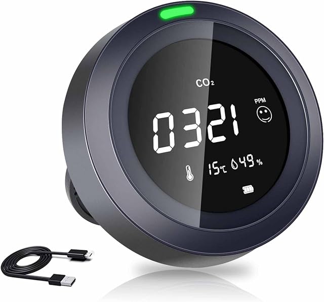 Protmex CO2 Monitor, 3-in-1 Air Quality Monitor, CO2 Detector with Ambient Temperature Humidity Measurement, NDIR Auto & Manual Calibration CO2 Meter