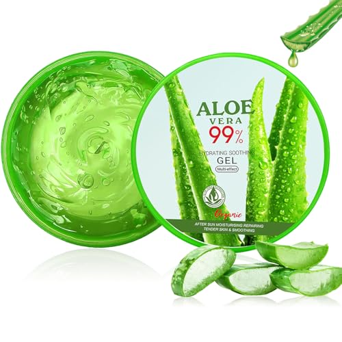 Gel de aloe vera de 300 ml, gel de aloe vera orgánico, ideal para la reparación de quemaduras solares, piel sensible seca y dañada, para cara, cabello y cuerpo