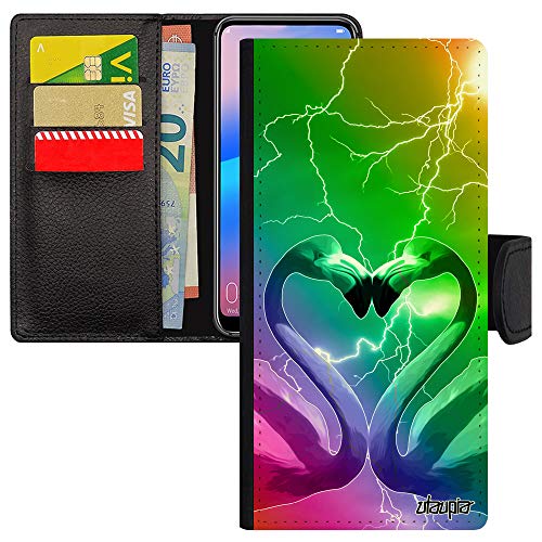 Coque Samsung A21s portefeuille en simili cuir avec rabat porte-cartes jaune motif flamant rose