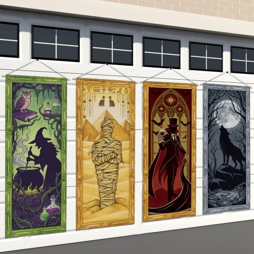 Panelee 4 Pcs Halloween Gothic Banner Mythical Creature Banner Decorations