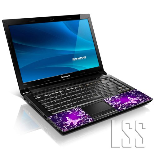 Image of LSS Laptop 15 15.6 Skin Cover with Colorful Purple Butterfly Floral Pattern for HP Dell Lenovo Apple Asus Acer Compaq - Fits 13.3 inch 14 inch 15.6 inch 16 inch (2 Wrist Pads Free)