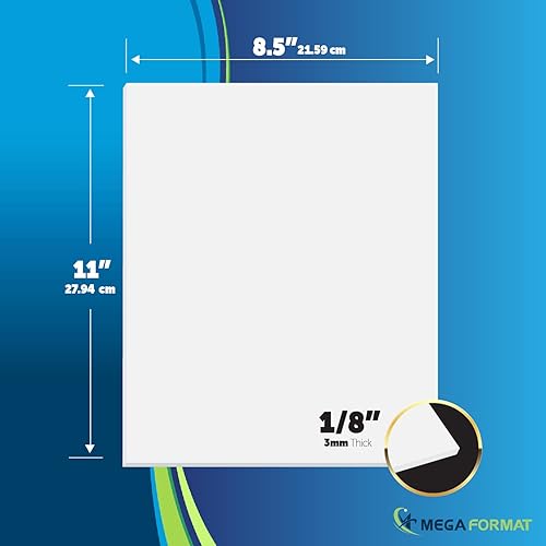 Miniatura 2 de Mega Format Hojas de plástico de PVC expandido, hoja blanca rígida de 8.5 x 11 pulgadas para manualidades, señalización y exhibiciones, tablero de