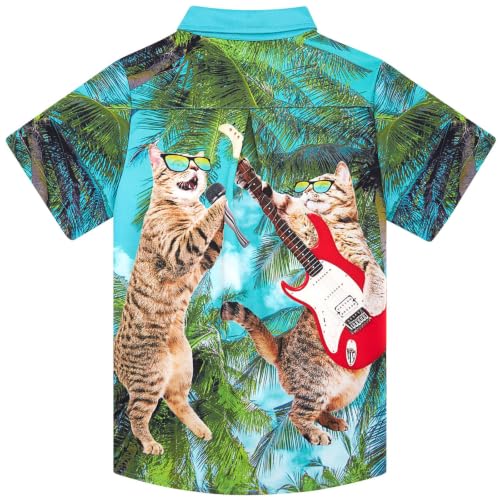 Image of uideazone Boys Novelty Print Short Sleeve Button Down Hawaiian Shirt 5-14Y