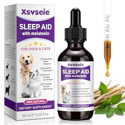 Melatonin for Dogs & Cats, Sleep Aid & Dog Anxiety Relief for All Breeds, Dog Calming Melatonin for Noise, Fireworks, Separation & Travel Stress - Promotes Relaxation, Deep Sleep & Calm Behaviour 60ml