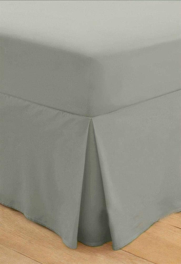 100% Pure Natural 200 Thread Count Egyptian Cotton Fitted VALANCE Sheets Box Pleated Hypoallergenic Ultra Soft Breathable Hotel Quality Bed Sheet (Grey, Super King)