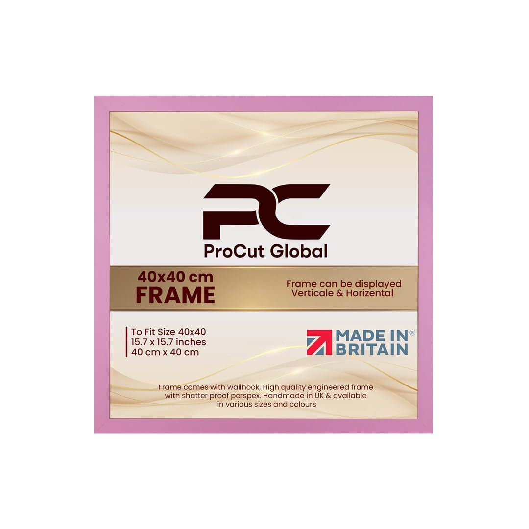 Procut Global 40X40CM Pink Picture Frames - Modern Wooden Photo Frame with Shatterproof Perspex for Wall or Tabletop - Perfect for Posters, Certificates, Prints - Sizes & Colors Available — image 1