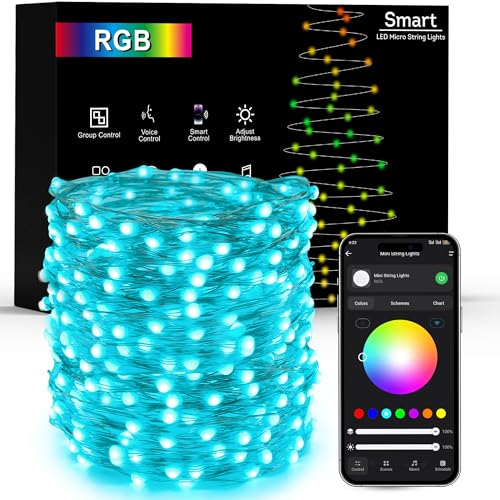 Brizled Smart Fairy Lights, 66FT 200 LED String Light WiFi Smart Christmas Lights App Controlled, RGB Color Changing Mini Light Dimmable Work with Alexa & Google Home for Halloween Christmas Holidays