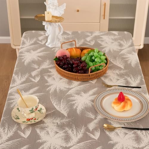 Nappe Rectangulaire 140x260 Beydodo en Polyester Jacquard Arbres avec Pompons - 4