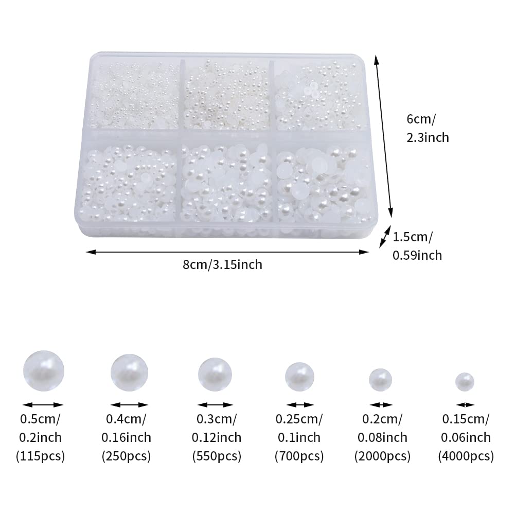 7600Pcs 1.5/2/2.5/3/4/5mm White Half Round Pearls - Image 4