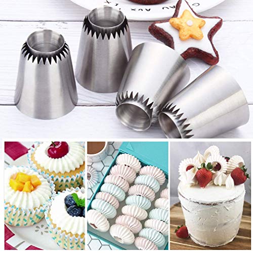 Phantomsky 4Pcs Cake Decorating Tube Supplies Kit Dessert Icing Piping Tips Set Flower Mouth Cream Decoration Cream Pastry Flower Tips Baking Tool #TOP2