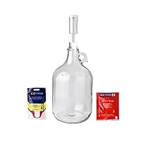 Vista 1 de FastRack - Shepherd Made Mead Making Kit - 1 Gallon Jug Fermentation Set with Clear Glass Fermentation Jar, 3pc Airlocks, Rubber Stopper, Yeast