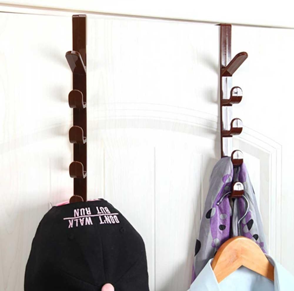 PAN PACIFIC®1 Pc Multipurpose Over the Door Reversible 5 Level Organizer Hooks for Coats Hats Robes Towels Bags (Color Assorted).