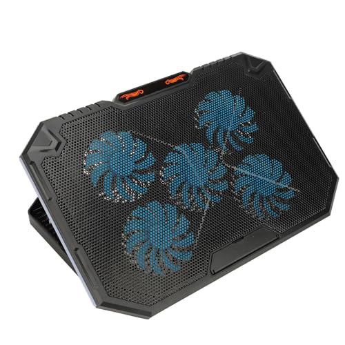 BONKZEBU Almohadilla de Refrigeración para Computadora Portátil, Iluminación RGB Eficiente con 5 Ventiladores para Portátiles de 13 a 17 Pulgadas, Material Plástico de Hierro