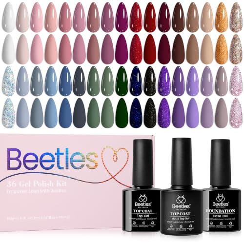 Beetles Gel Nail Polish Set 36 Colors Neutral Elegance Gel Polish Kit