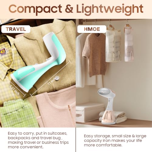 Image of Portable Hand Held Steamer for Clothes - 1350W Handheld Clothes Steamer, 15S Rapid Heating, Garment Wrinkle Remover Fastly Make Clothes Soft, Large-Capacity Iron for Hotels /Travel