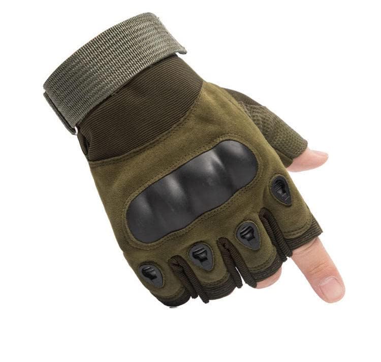 Nylon Tactical Half Finger Gloves for Sports, Hiking, Cycling, Travelling, Camping, Outdoor, Motorcycle Riding Fingerless Half Finger Men Women Work Outdoor Gloves (Green)