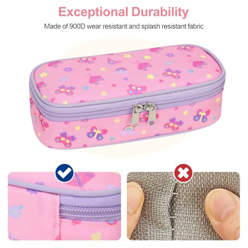 Image of Bagseri Pencil Case for Kids - Special Cute Pencil Pouch for Girls Large Capacity Pencil Bag Aesthetic Kids Pencil Box for School (Pink Butterfly)