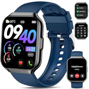 Smart Watch, 1.96″ Smartwatch for Men Women (Answer/Make Call), Fitness Tracker with 110+ Sport Modes, IP68 Waterproof, Heart Rate/Sleep Monitor, Spo2, Pedometer, Activity Tracker for Android iOS