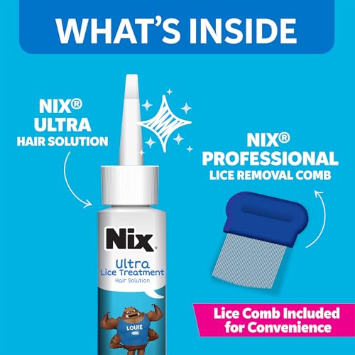 Image of Nix Ultra Lice Treatment Hair Solution & Lice Comb, Kills Superlice & Eggs, 3.4 Fl Oz