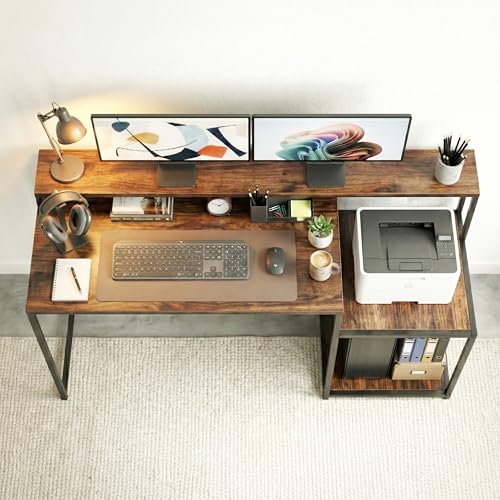 Image of Klaxon Engineered Wood Iron Study Table with Drawer, Multi-Usage Laptop Desk & Home Office (Printo-FD, DIY Installation) (FD, Tek Printer)