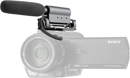 Micrófono avanzado súper cardioide compatible con Sony FDR-AX53 (estéreoescopeta) con manguito de viento de gato muerto disponible en Yaxa El Salvador