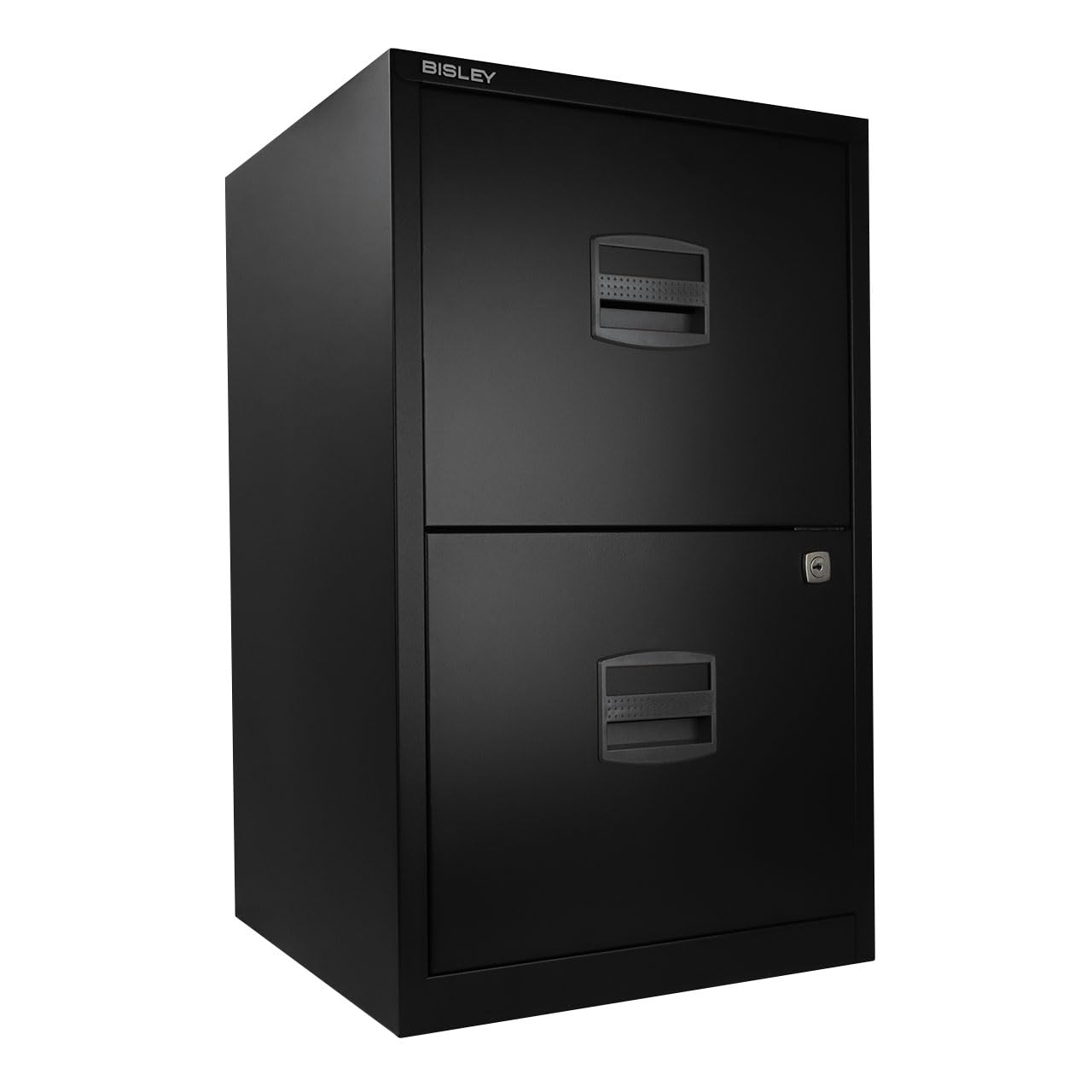 Bisley Two Drawer Steel Home Filing Cabinet, Black (FILE2-BK