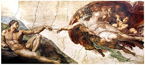Alonline Art - The Creation of Adam by Michelangelo | Print on fine Art Photo Paper Poster (Rolled) | 79"x35" - 200x89cm | Wall Art Home Decor for Home or for Kitchen | Picture HD Painting Artwork