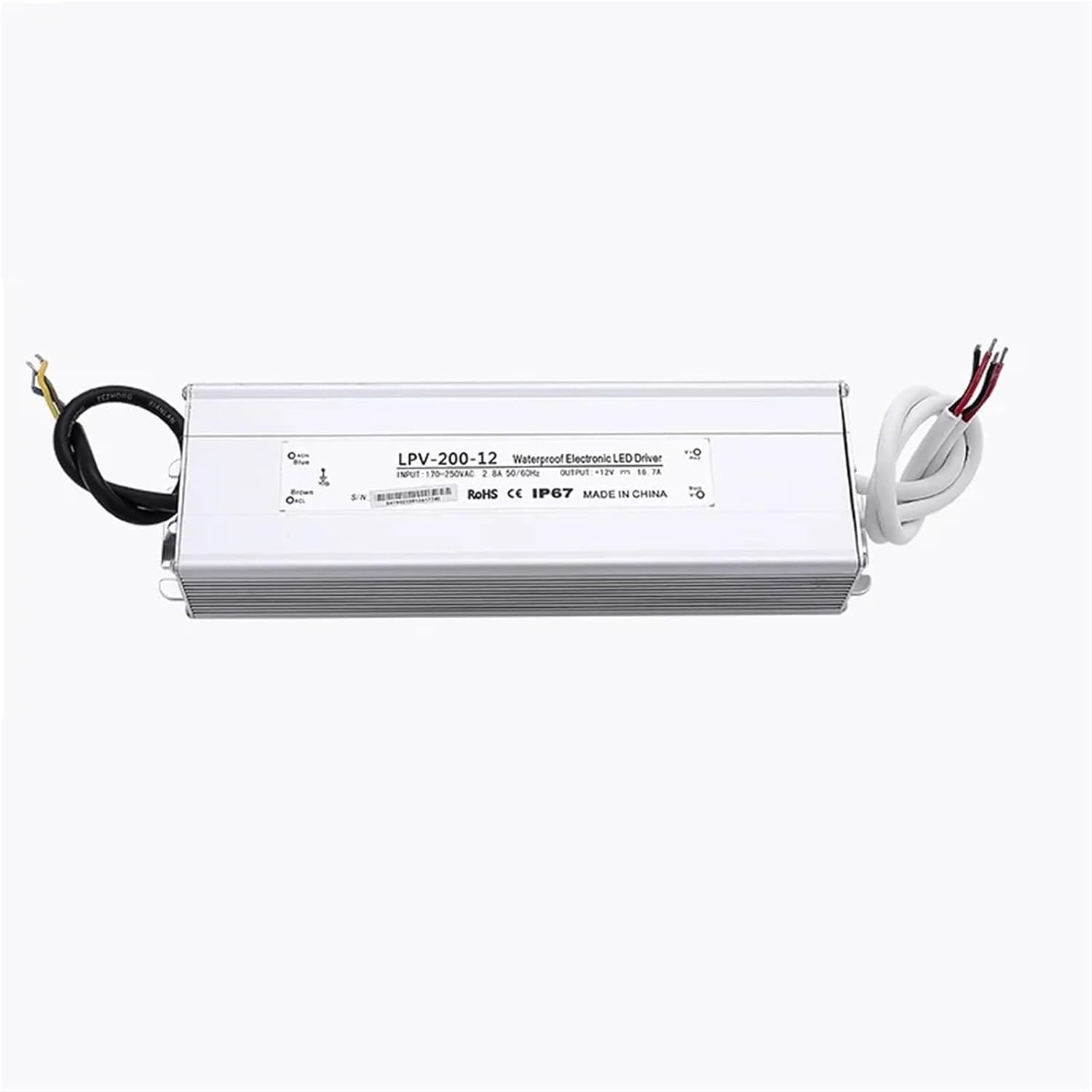 200W 12V Waterproof Outdoor Single Output Switching Power Supply SMPS for LED Light led Driver Aluminiun case LPV-200-12(110V)