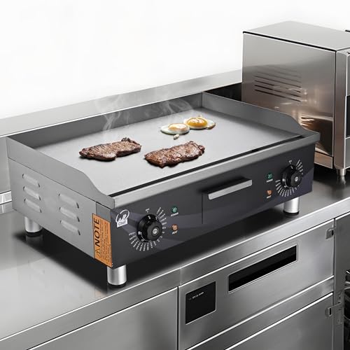 Yescom 26ECG002-24IN-SS-1 Wechef 24 Inch Commercial Griddle 3500W Electric Countertop Griddle Non-Stick Flat Stainless Steel Adjustable Restaurant Grill Temperature Control 120°F-575°F thumb #1