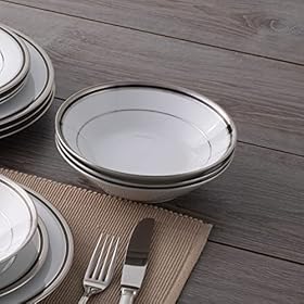 Elevate Your Dining with the Noritake Austin Platinum 7.5″ Soup Bowls, Set of 4 – Order Today for a Touch of Elegance!
