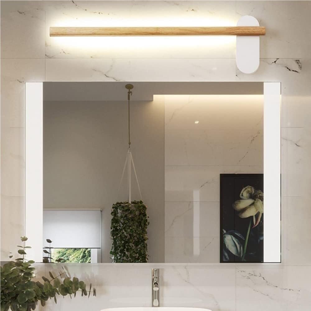 Spiegelleuchte Spiegellampe Moderne LED-Kosmetikleuchte aus Holz, weiße Spiegelfrontlampe, Badezimmerbeleuchtung, Frisiertisch, Schlafzimmerspiegelleuchten for Frisiertisch, Ankleidezimmer(50CM)